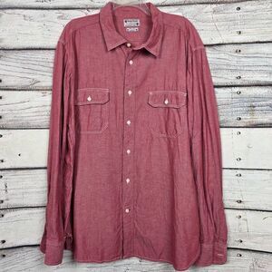 Lucky Brand Red Chambray Button Up Shirt XL